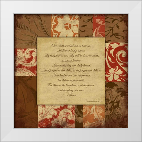 Lords Prayer White Modern Wood Framed Art Print by Grey, Jace