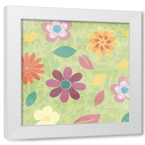 flowers White Modern Wood Framed Art Print by Grey, Jace