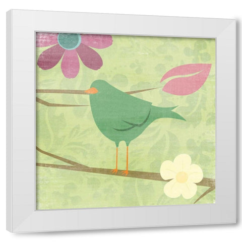 Birds White Modern Wood Framed Art Print by Grey, Jace