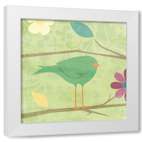 Birds White Modern Wood Framed Art Print by Grey, Jace