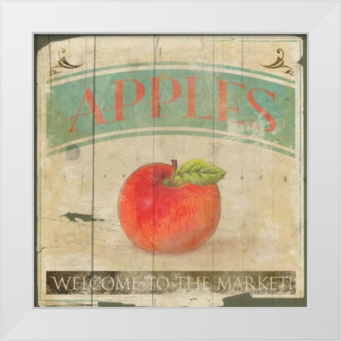 Apples White Modern Wood Framed Art Print by Grey, Jace