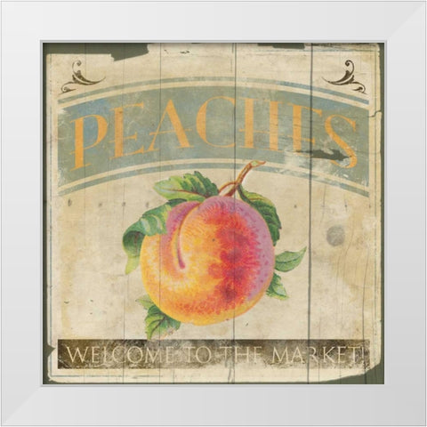 Peaches White Modern Wood Framed Art Print by Grey, Jace