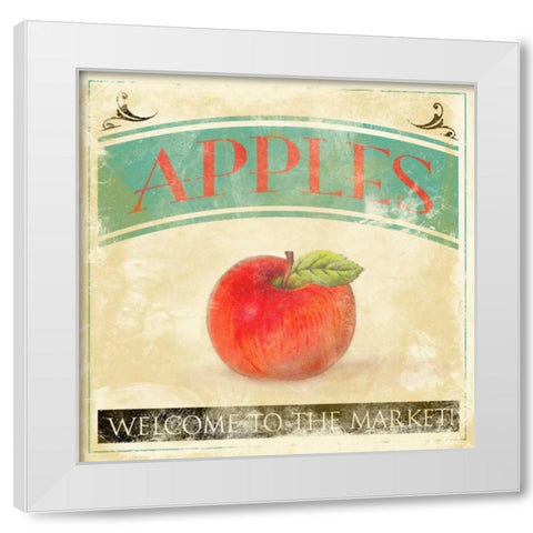 Apples White Modern Wood Framed Art Print by Grey, Jace