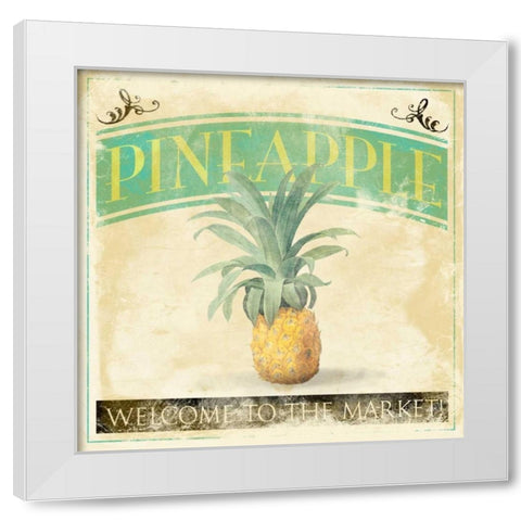 Pineapple White Modern Wood Framed Art Print by Grey, Jace