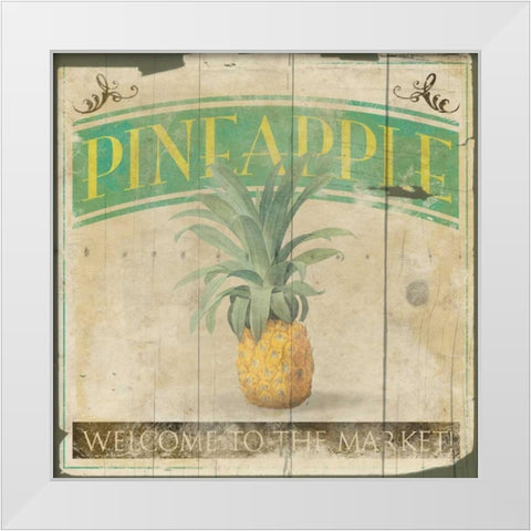 Pineapple White Modern Wood Framed Art Print by Grey, Jace