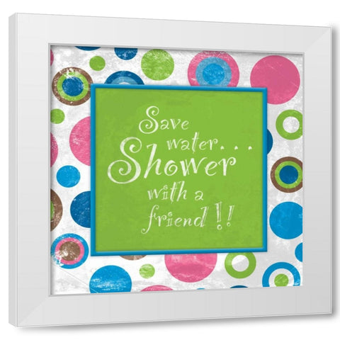 Bath bubblygum White Modern Wood Framed Art Print by Grey, Jace