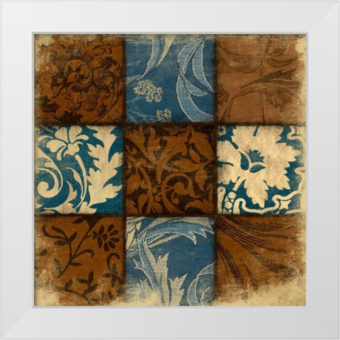 9 Patch BLUEBROWN White Modern Wood Framed Art Print by Grey, Jace