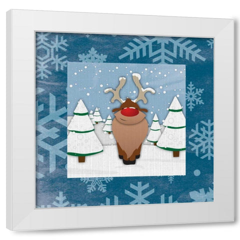 Reindeer White Modern Wood Framed Art Print by Grey, Jace