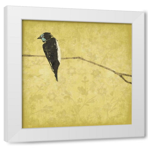 Birds on branch White Modern Wood Framed Art Print by Grey, Jace