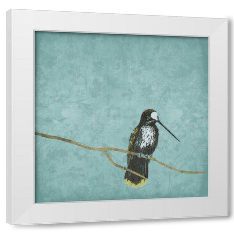 Bird on branch 2 White Modern Wood Framed Art Print by Grey, Jace