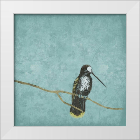Bird on branch 2 White Modern Wood Framed Art Print by Grey, Jace