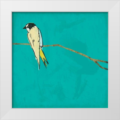 Bird on branch 4 White Modern Wood Framed Art Print by Grey, Jace