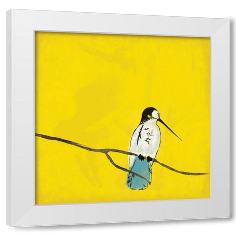 Birds on branch White Modern Wood Framed Art Print by Grey, Jace
