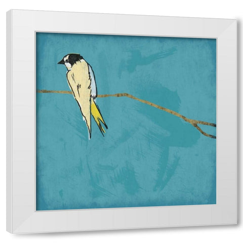 Birds on branch White Modern Wood Framed Art Print by Grey, Jace