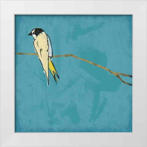 Birds on branch White Modern Wood Framed Art Print by Grey, Jace