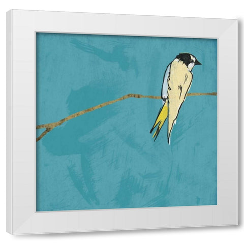 Birds on branch White Modern Wood Framed Art Print by Grey, Jace