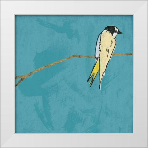 Birds on branch White Modern Wood Framed Art Print by Grey, Jace