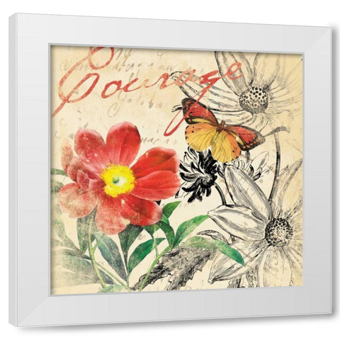 Courage floral White Modern Wood Framed Art Print by Grey, Jace