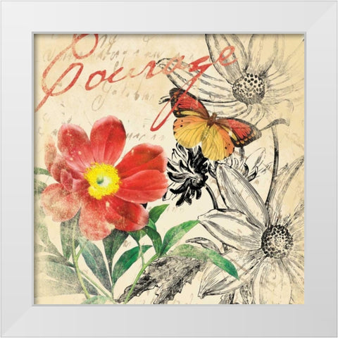Courage floral White Modern Wood Framed Art Print by Grey, Jace