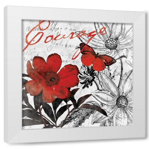 Courage floral White Modern Wood Framed Art Print by Grey, Jace