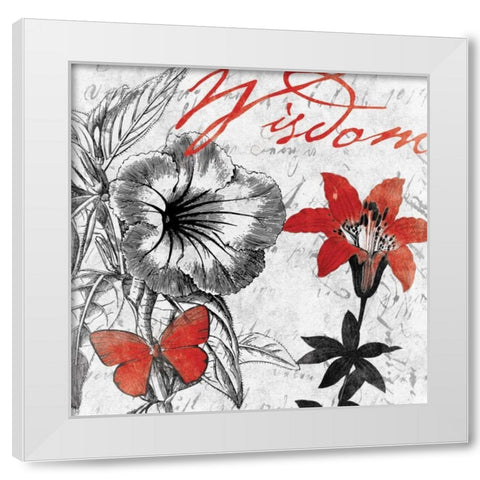 Wisdom floral White Modern Wood Framed Art Print by Grey, Jace