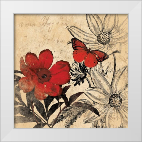 Courage floral NO WORD White Modern Wood Framed Art Print by Grey, Jace