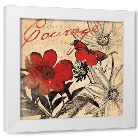 Courage floral White Modern Wood Framed Art Print by Grey, Jace