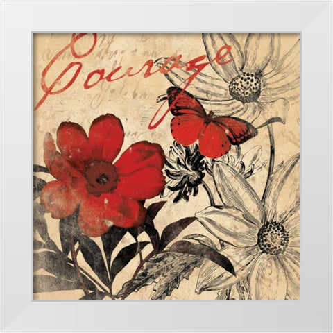 Courage floral White Modern Wood Framed Art Print by Grey, Jace
