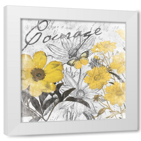 Courage floral White Modern Wood Framed Art Print by Grey, Jace