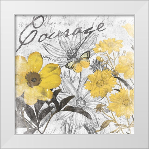 Courage floral White Modern Wood Framed Art Print by Grey, Jace