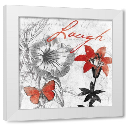 Laugh floral White Modern Wood Framed Art Print by Grey, Jace