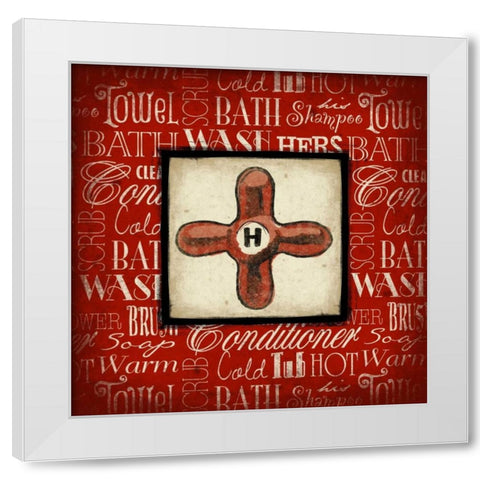 Hot knob Bath White Modern Wood Framed Art Print by Grey, Jace