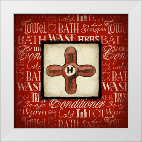 Hot knob Bath White Modern Wood Framed Art Print by Grey, Jace