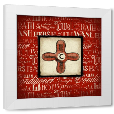 Cold knob Bath White Modern Wood Framed Art Print by Grey, Jace