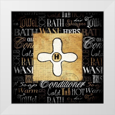 Hot Knob Bath Gold White Modern Wood Framed Art Print by Grey, Jace
