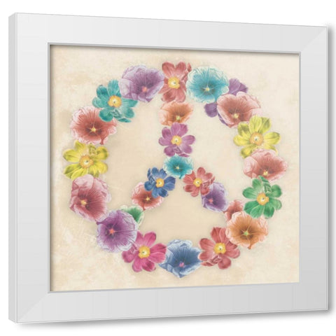 Floral peace White Modern Wood Framed Art Print by Grey, Jace