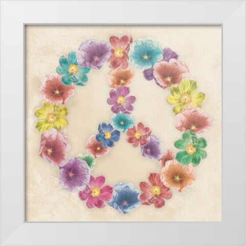 Floral peace White Modern Wood Framed Art Print by Grey, Jace