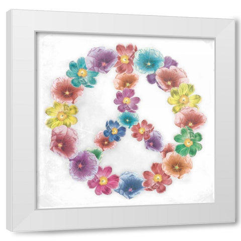 Floral Peace white White Modern Wood Framed Art Print by Grey, Jace