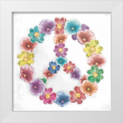 Floral Peace white White Modern Wood Framed Art Print by Grey, Jace