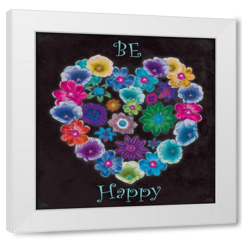 Be Happy White Modern Wood Framed Art Print by Grey, Jace