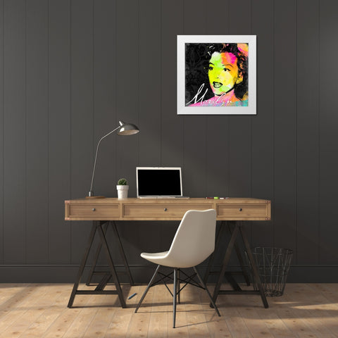 Marilyn Colorful White Modern Wood Framed Art Print by Grey, Jace