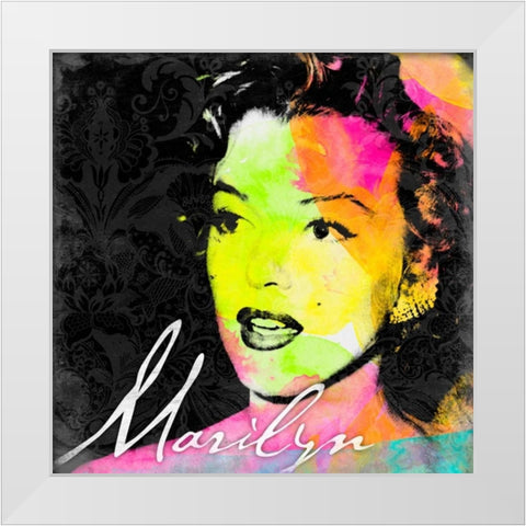 Marilyn Colorful White Modern Wood Framed Art Print by Grey, Jace