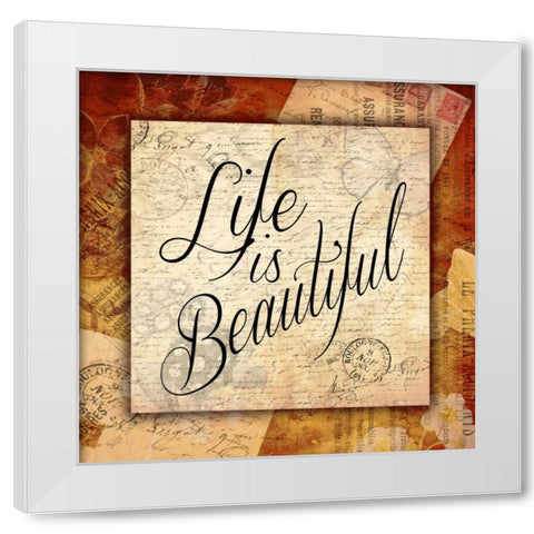 LIFE IS BEAUTYFUL White Modern Wood Framed Art Print by Grey, Jace