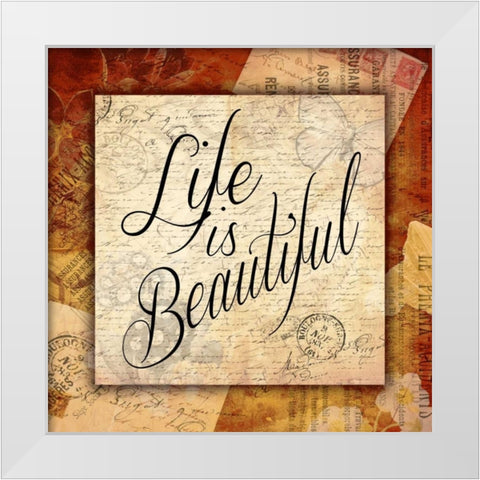 LIFE IS BEAUTYFUL White Modern Wood Framed Art Print by Grey, Jace