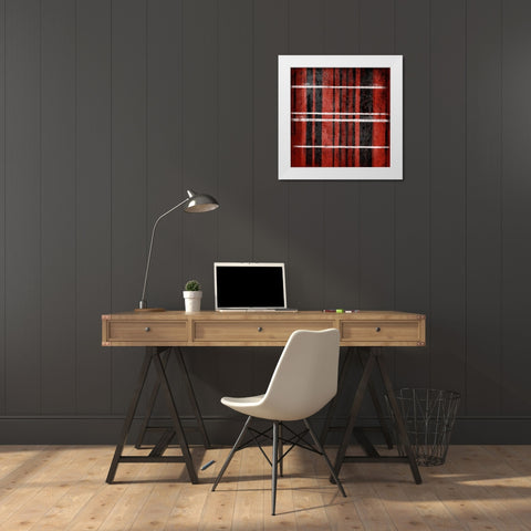 RED Stripes White Modern Wood Framed Art Print by Grey, Jace