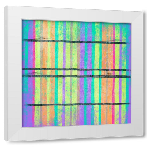 Glow Stripes White Modern Wood Framed Art Print by Grey, Jace