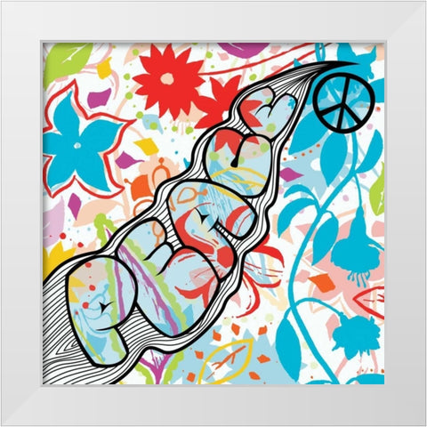 Peace 2 White Modern Wood Framed Art Print by Grey, Jace