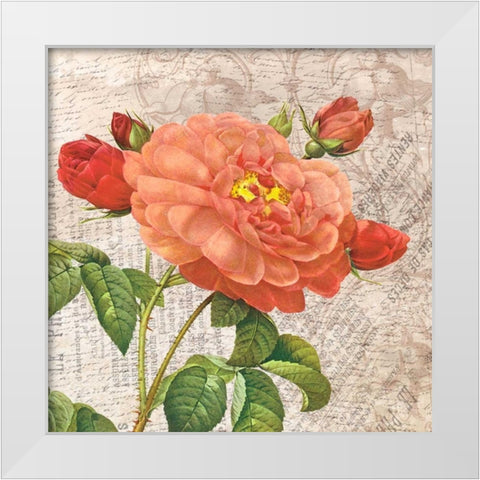 flowers White Modern Wood Framed Art Print by Grey, Jace