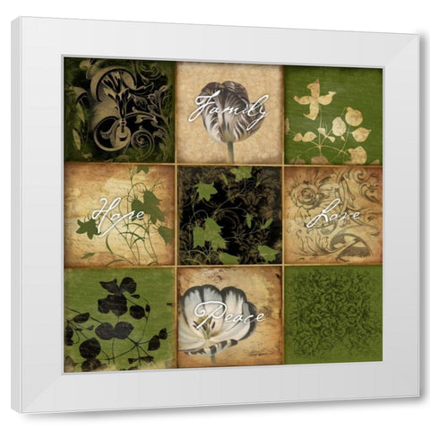 9 patch freen floral 2-2 White Modern Wood Framed Art Print by Grey, Jace
