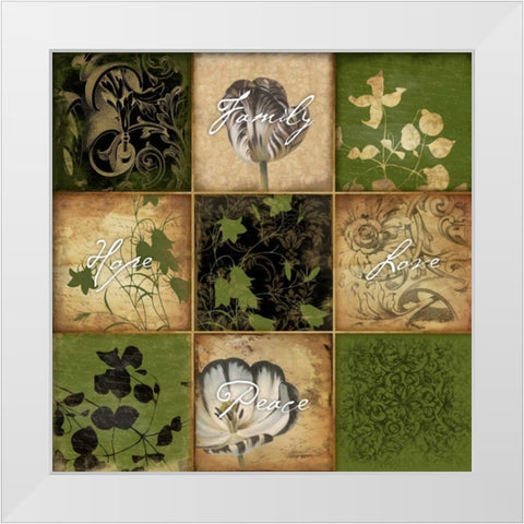 9 patch freen floral 2-2 White Modern Wood Framed Art Print by Grey, Jace